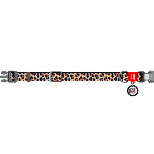 WAUDOG Nylon Dog Collar with QR Code, Leopard