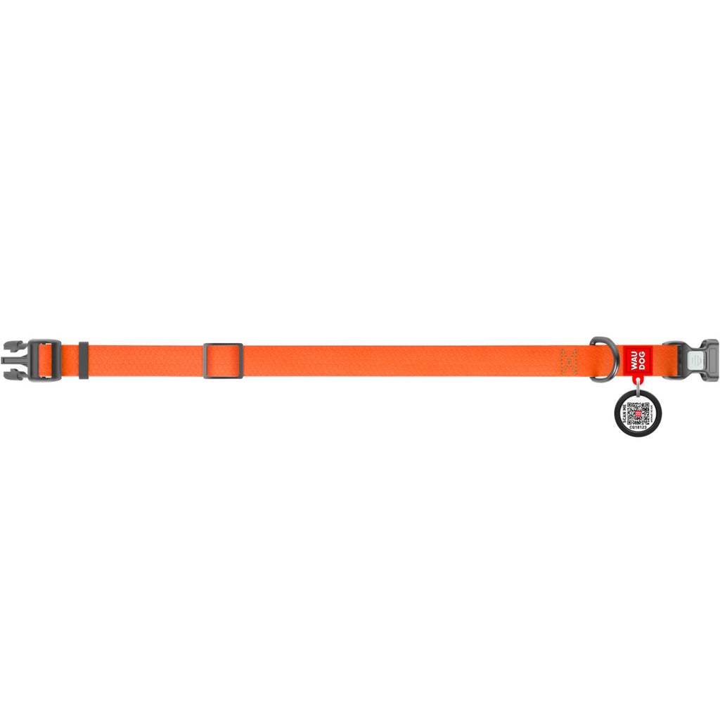 WAUDOG Waterproof Dog Collar with QR Code, Orange Pattern