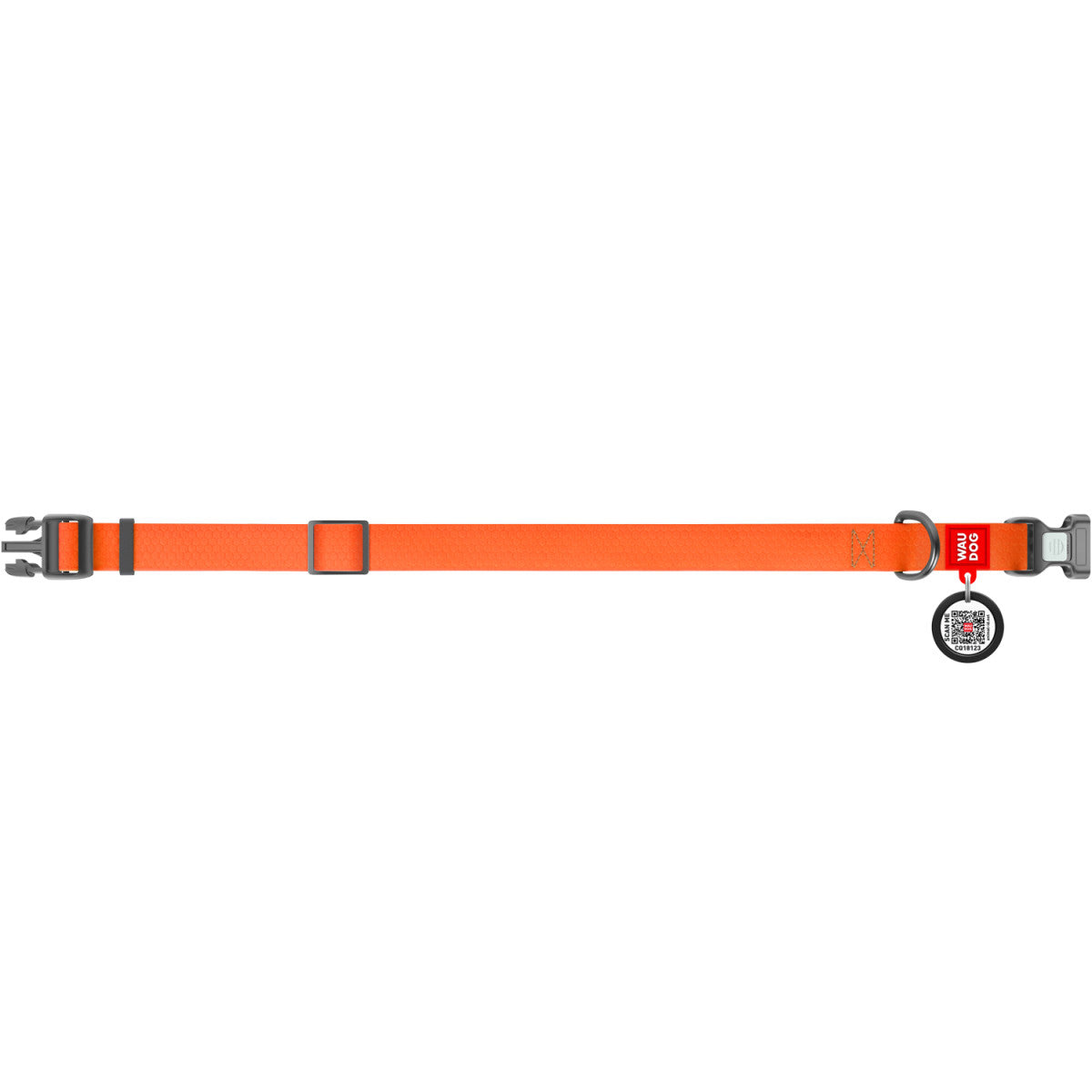 WAUDOG Waterproof Dog Collar with QR Code, Orange Pattern