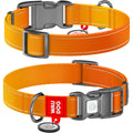 WAUDOG Nylon Mono Dog Collar with QR Code, Orange Pattern