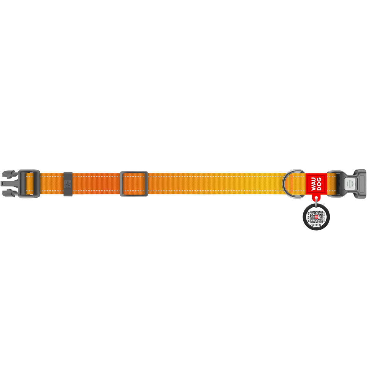 WAUDOG Nylon Mono Dog Collar with QR Code, Orange Pattern