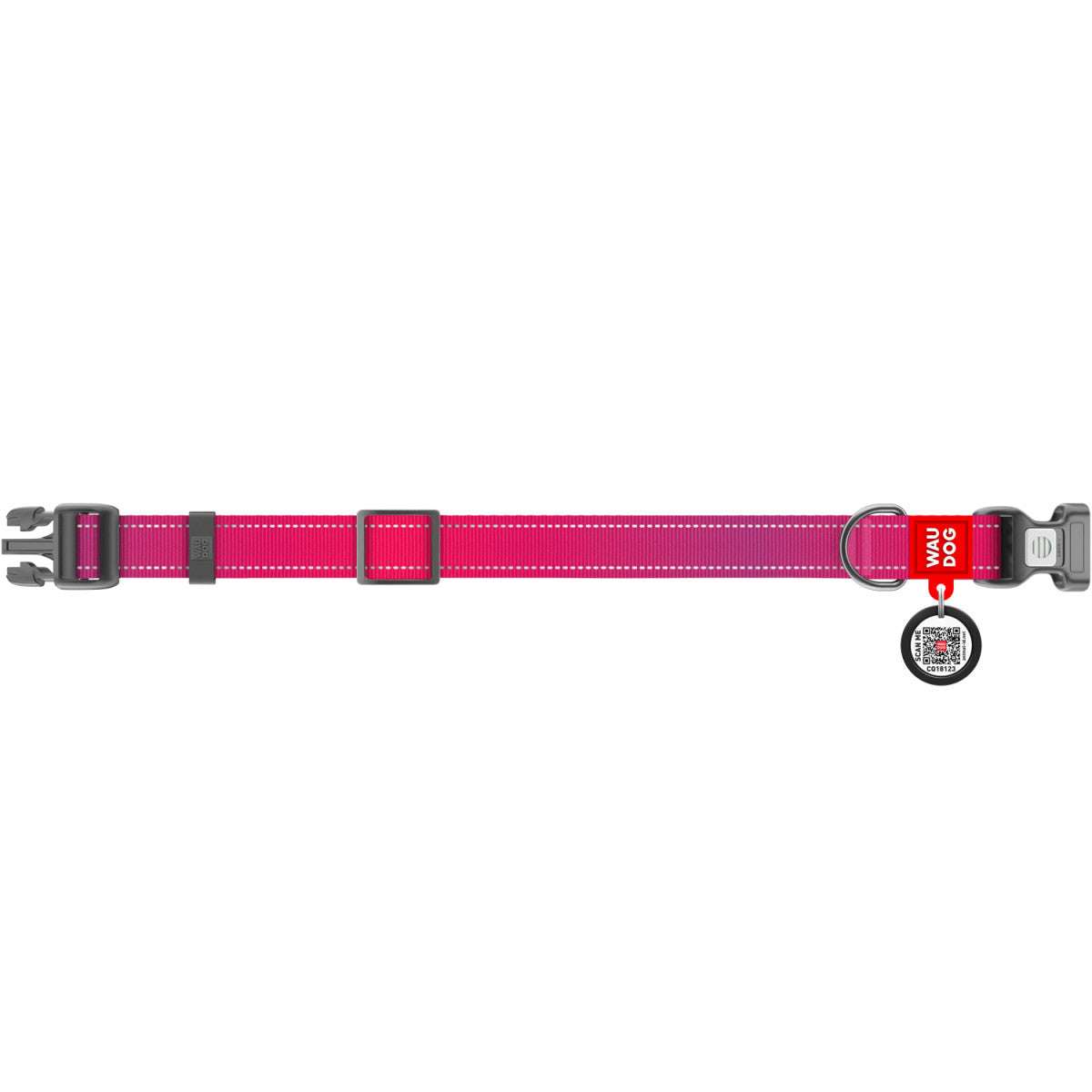 WAUDOG Nylon Mono Dog Collar with QR Code, Pink Pattern