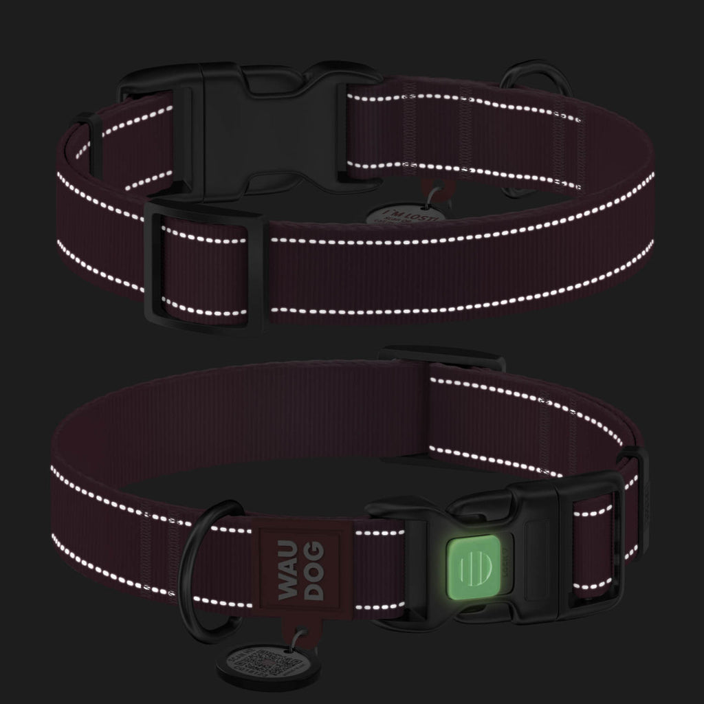 WAUDOG Nylon Mono Dog Collar with QR Code, Pink Pattern