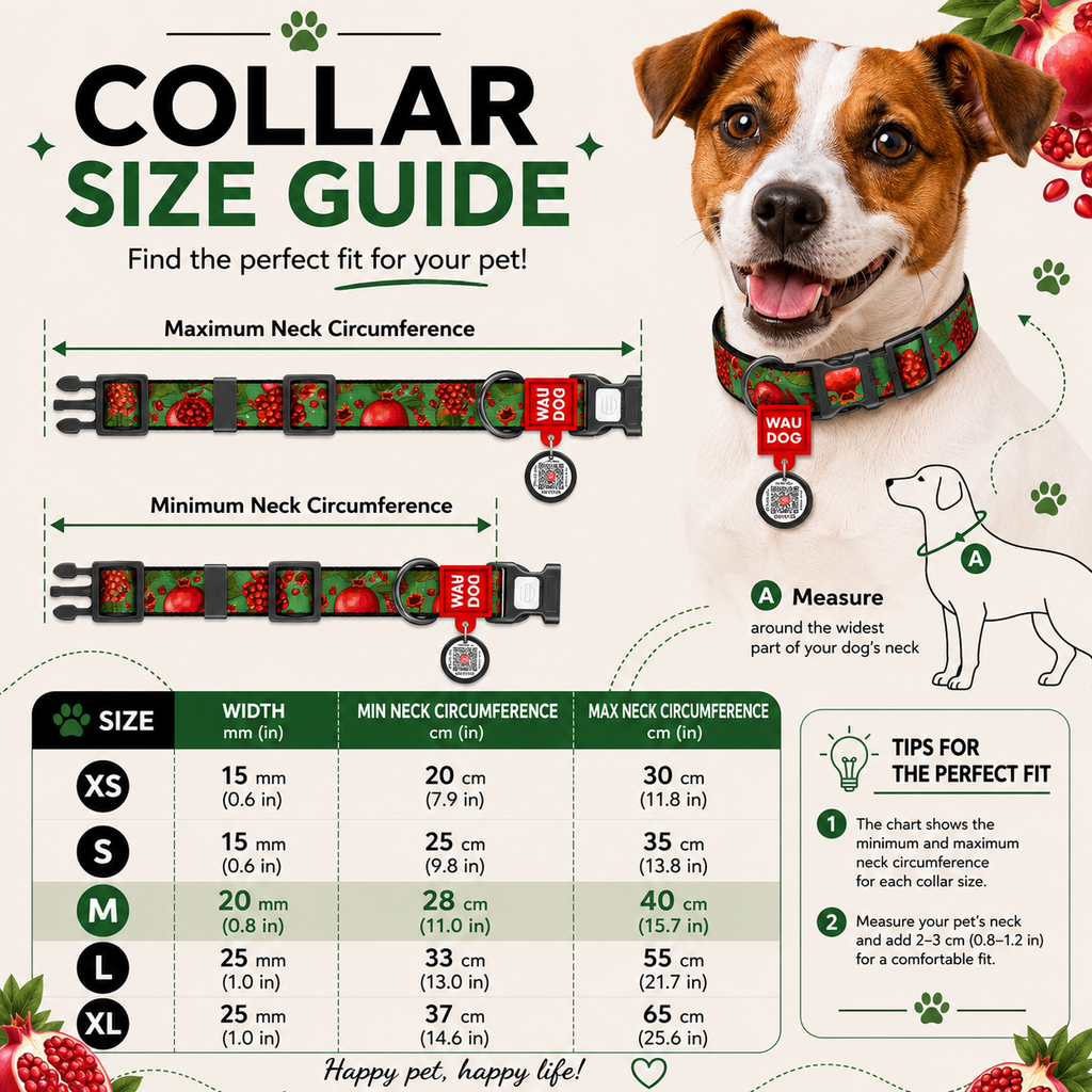 WAUDOG Nylon Dog Collar with QR Code, Grenades